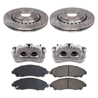 Callahan Brake Parts® - Drilled and Slotted Front Brake Kit with Calipers