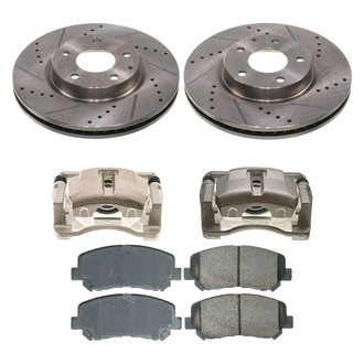 Callahan Brake Parts® - Drilled and Slotted Front Brake Kit with Calipers