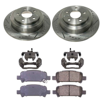 Callahan Brake Parts® - Drilled and Slotted Rear Brake Kit with Calipers