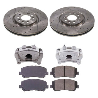 Callahan Brake Parts® - Drilled and Slotted Front Brake Kit with Calipers