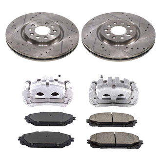 Callahan Brake Parts® - Drilled and Slotted Front Brake Kit with Calipers