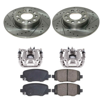 Callahan Brake Parts® - Drilled and Slotted Rear Brake Kit with Calipers