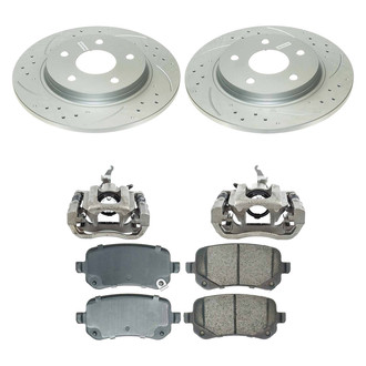 Callahan Brake Parts® - Drilled and Slotted Rear Brake Kit with Calipers