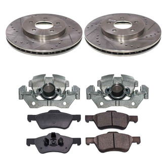 Callahan Brake Parts® - Drilled and Slotted Front Brake Kit with Calipers