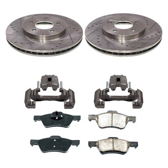 Callahan Brake Parts® - Drilled and Slotted Front Brake Kit with Calipers