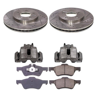 Callahan Brake Parts® - Drilled and Slotted Front Brake Kit with Calipers