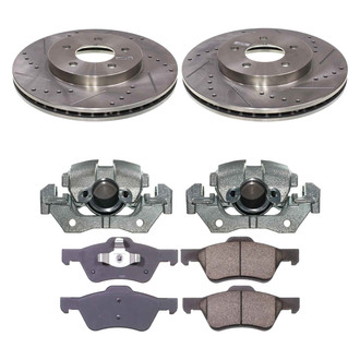 Callahan Brake Parts® - Drilled and Slotted Front Brake Kit with Calipers