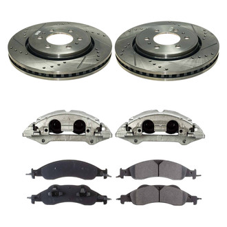 Callahan Brake Parts® - Drilled and Slotted Front Brake Kit with Calipers