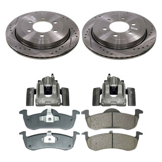 Callahan Brake Parts® - Drilled and Slotted Rear Brake Kit with Calipers