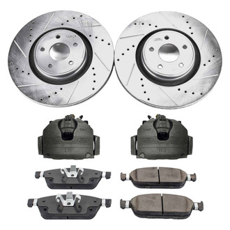 Callahan Brake Parts® - Drilled and Slotted Front Brake Kit with Calipers