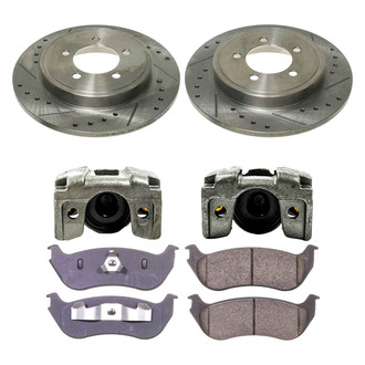 Callahan Brake Parts® - Drilled and Slotted Rear Brake Kit with Calipers