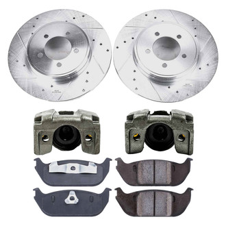 Callahan Brake Parts® - Drilled and Slotted Rear Brake Kit with Calipers