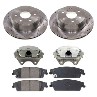 Callahan Brake Parts® - Drilled and Slotted Rear Brake Kit with Calipers