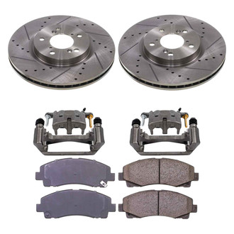 Callahan Brake Parts® - Drilled and Slotted Front Brake Kit with Calipers