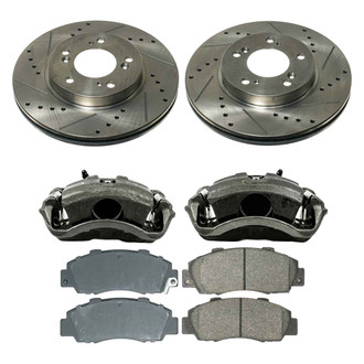 Callahan Brake Parts® - Drilled and Slotted Front Brake Kit with Calipers
