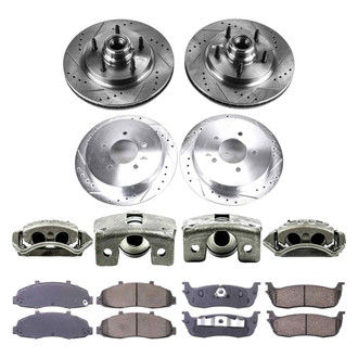 Callahan Brake Parts® - Drilled and Slotted Front and Rear Brake Kit with Calipers