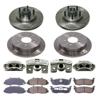 Callahan Brake Parts® - Drilled and Slotted Front and Rear Brake Kit with Calipers