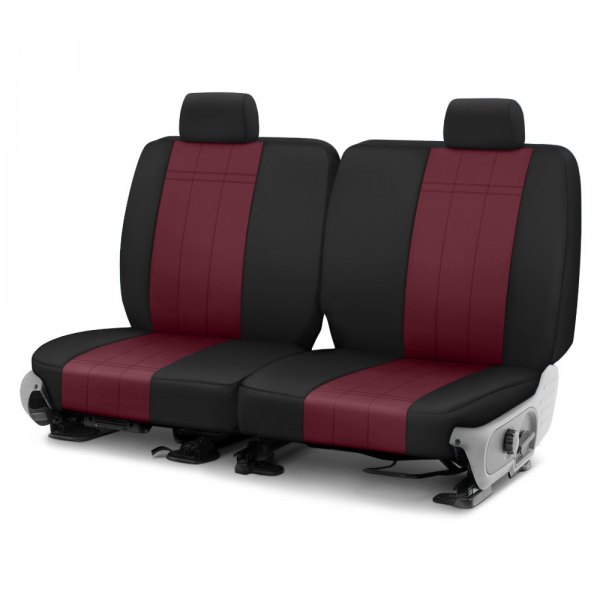  CalTrend® - Cordura 1st Row Burgandy & Black Custom Seat Covers