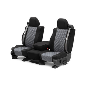 CalTrend® - Cordura Diamond Quilted 1st Row Light Gray & Black Custom Seat Covers