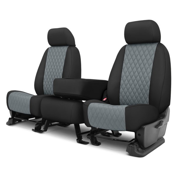  CalTrend® - Diamond Quilted 1st Row Black & Charcoal Custom Seat Covers