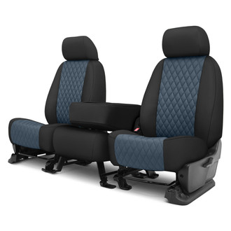 CalTrend® - Diamond Quilted 1st Row Black & Dark Gray Custom Seat Covers