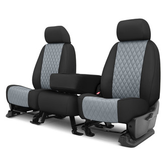 CalTrend® - Diamond Quilted 1st Row Black & Light Gray Custom Seat Covers