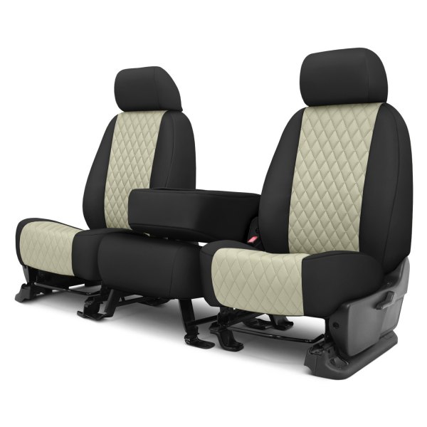  CalTrend® - Diamond Quilted 1st Row Black & Sandstone Custom Seat Covers