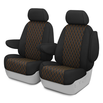 CalTrend® - Diamond Quilted 1st Row Black & Orange Stitching Custom Seat Covers