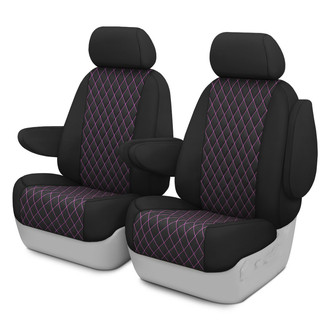 CalTrend® - Diamond Quilted 1st Row Black & Pink Stitching Custom Seat Covers