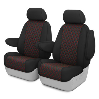 CalTrend® - Diamond Quilted 1st Row Black & Red Stitching Custom Seat Covers