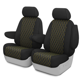 CalTrend® - Diamond Quilted 1st Row Black & Yellow Stitching Custom Seat Covers