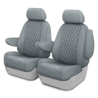 CalTrend® - Diamond Quilted 1st Row Light Gray Custom Seat Covers