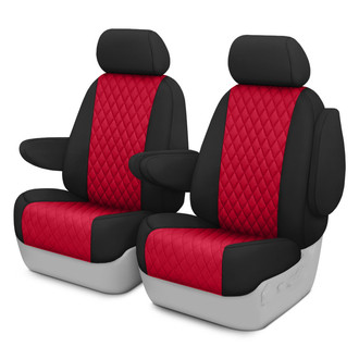 CalTrend® - Diamond Quilted 1st Row Black & Red Custom Seat Covers