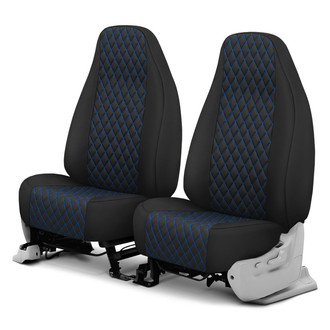 CalTrend® - Diamond Quilted 1st Row Black & Blue Stitching Custom Seat Covers