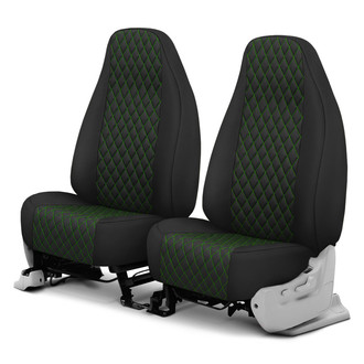 CalTrend® - Diamond Quilted 1st Row Black & Green Stitching Custom Seat Covers