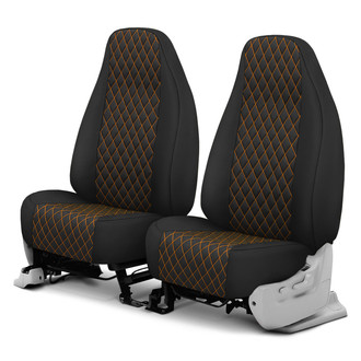 CalTrend® - Diamond Quilted 1st Row Black & Orange Stitching Custom Seat Covers