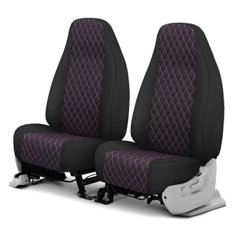 CalTrend® - Diamond Quilted 1st Row Black & Pink Stitching Custom Seat Covers