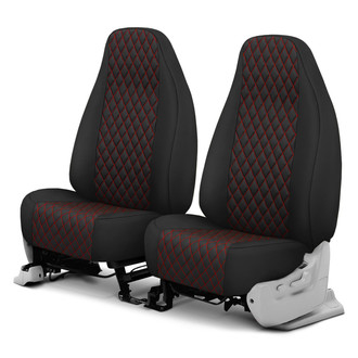 CalTrend® - Diamond Quilted 1st Row Black & Red Stitching Custom Seat Covers