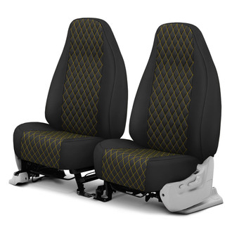 CalTrend® - Diamond Quilted 1st Row Black & Yellow Stitching Custom Seat Covers