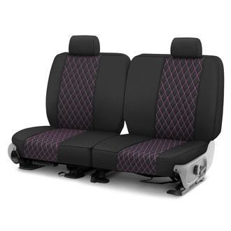 CalTrend® - Diamond Quilted 2nd Row Black & Pink Stitching Custom Seat Covers