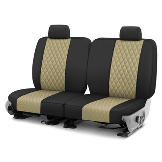 CalTrend® - Diamond Quilted 1st Row Black & Beige Custom Seat Covers