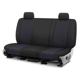 CalTrend® - Diamond Quilted 2nd Row Black & Purple Stitching Custom Seat Covers