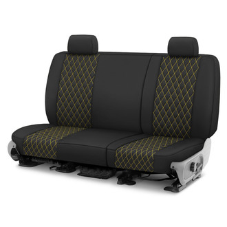CalTrend® - Diamond Quilted 2nd Row Black & Yellow Stitching Custom Seat Covers