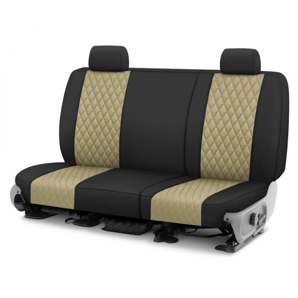  CalTrend® - Diamond Quilted 1st Row Black & Beige Custom Seat Covers