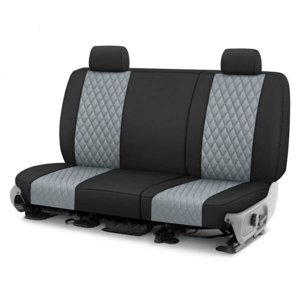  CalTrend® - Diamond Quilted 1st Row Black & Light Gray Custom Seat Covers