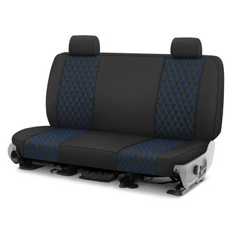 CalTrend® - Diamond Quilted 2nd Row Black & Blue Stitching Custom Seat Covers