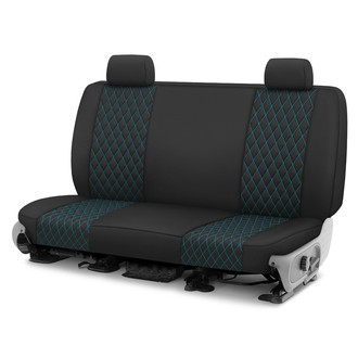 CalTrend® - Diamond Quilted 2nd Row Black & Electric Blue Stitching Custom Seat Covers