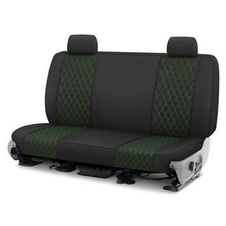 CalTrend® - Diamond Quilted 2nd Row Black & Green Stitching Custom Seat Covers