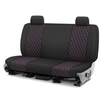 CalTrend® - Diamond Quilted 2nd Row Black & Pink Stitching Custom Seat Covers