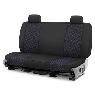 CalTrend® - Diamond Quilted 2nd Row Black & Purple Stitching Custom Seat Covers
